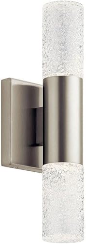 Elan 83918 83918 - Aplique de pared con brillo glacial, 2 luces LED 14 vatios totales, 83918 aplique de pared con brillo glacial, 2 luces LED 14