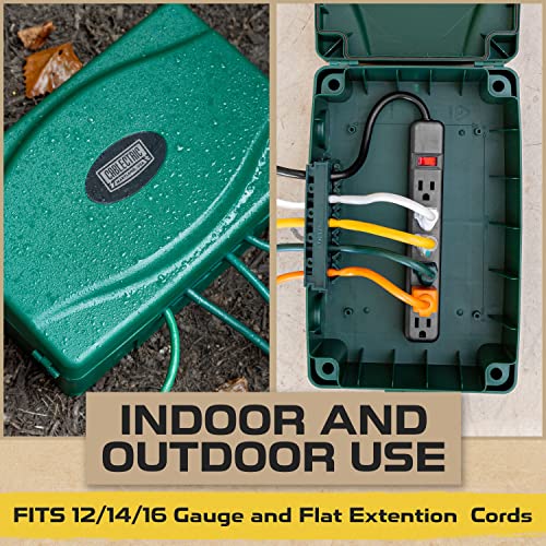 Outdoor Weather Resistant Connection Box - Weatherproof Cover For Extension Cord Electrical Connections, Green #TOP2