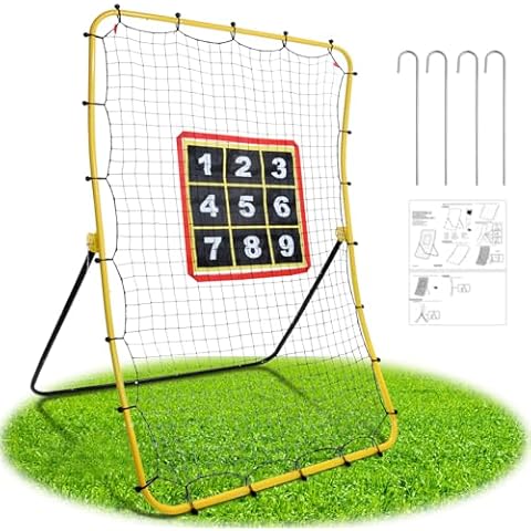 Furypiont Soccer Rebounder Bounce Back Net, 5.6×3.6FT Baseball Rebounder Net, Adjustable Angle All Ages Soccer Rebounder Training Equipment, Soccer Themed Gifts for Backyard Soccer Practice Cover