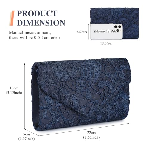 Image of UBORSE Evening Bag Lace Clutch Purse for Women Formal Elegant Envelope Wedding Party Cocktail Crossbody Shoulder Bag