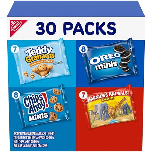 Nabisco Team Favorites Variety Pack, OREO Mini, CHIPS AHOY! Mini, Teddy Grahams Honey & Barnum's Animal Crackers, 30 Snack Packs