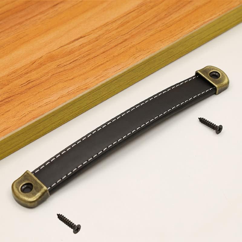 Miniatura 4 de Tiradores de cuero para cajones con hoja de hierro, capacidad de carga mejorada, 6 unidades, tiradores de caja de madera, caja de regalo, tiradores