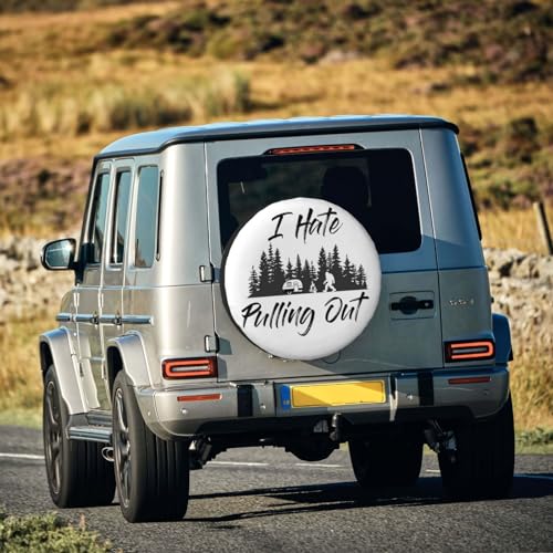 Image of Camping Spare Tire Cover Waterproof Tire Wheel Cover Dust-Proof Wheel Protector Fit for Trailer Rv SUV Truck Camper Travel Trailers Accessories 15 inch (I Hate Pulling Out)