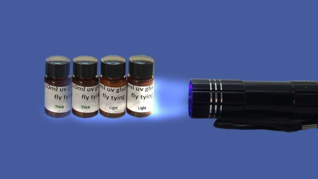 MM 40ml Thick and Light Fly Tying UV Resin, Glue and 9 LED Strong UV Torch, Fly Fishing