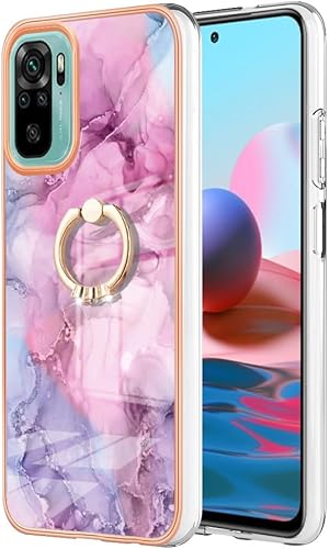 Miniatura 2 de XYX Case Compatible with Xiaomi Redmi Note 10s, TPU Marble Shockproof Bumper Slim Full-Body Protective Phone Case Cover with 360 Rotating Ring