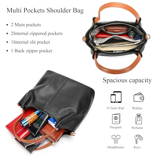 Image of Genuine Leather Women Handbags and Purses Designer Medium Tote Bag Fashion Shoulder Crossbody Satchel Hobo Bag
