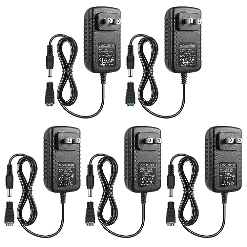inShareplus DC 12V Power Supply, 5 Pack 12 Voltage 2A 24W LED Wall Power Supplies Adapter, AC 110V...