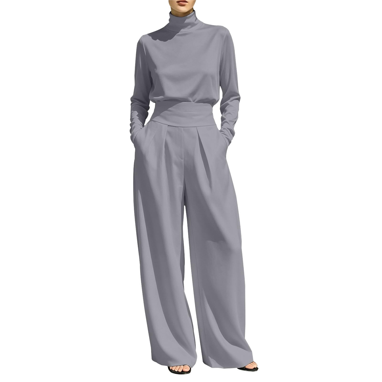 Tuta Da Lavoro Donna 2 Pezzi Completi Sportiva Manica Lunga Girocollo Tuta Da Ginnastica Completo Palestra Casual Set Top E Pantaloni a Gamba Larga Tute Per Jogging Fitness Yoga Da Casa Autunno