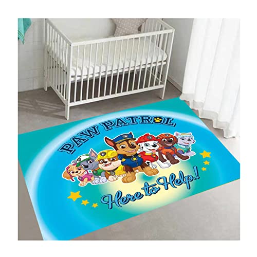 Ttedoye Cartoon Große 3D Teppichkinder Kinder Schlafzimmer Bereich Teppiche PAW Patrol Muster Gedruckt Weiche Anti-Rutsch Rutsche Matte for Wohnzimmer Dekoration 31x47 Inch Cover