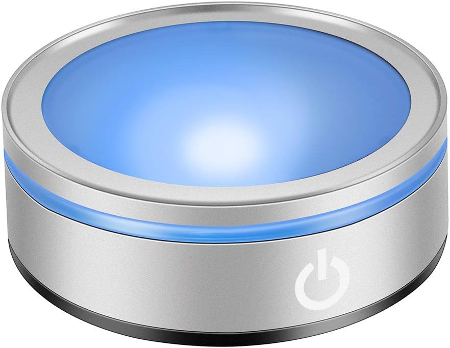 IFOLAINA LED Light Base Multicolor Round Show Stand Display Plate for 3D Crystal Glass Art with Sensitive Touch Switch