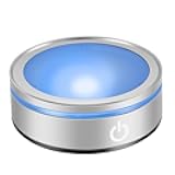 IFOLAINA LED Light Base Lighted Display Stand for Crystal 3D Photo Glass Art Tumbler RGB Multicolor Lighting Round Pedestal USB Battery Operated - Flat