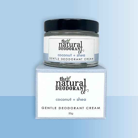 The Natural Deodorant Co, Gentle Deodorant Cream Coconut & Shea 55g, Aluminium Free, Plastic Free, Sensitive Skin