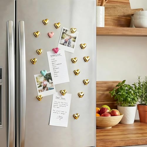 Set de 28 imanes decorativos en forma de corazón dorado miniatura 6