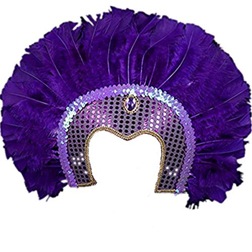 Sweenaly Halloween Indian Feather mask Indian Savage Feather Headdress (Purple)