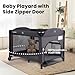 Rinnebbit Baby Bassinets Bedside Sleeper, 4 in 1 Portable Bedside Crib w/Mattress, Diaper Changer, Storage Basket, Music Box, Carry Bag, Foldable Playard Sleeper for Newborn (Black)