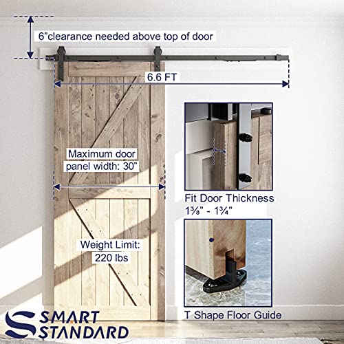 Image of 6.6ft Soft Close Heavy Duty Sturdy Sliding Barn Door Hardware Kit - Smoothly and Quietly - Simple and Easy to Install - Includes Step-By-Step Installation Instruction -Fit 36''-40 inch Door Panel(J Shape) | Smoothly and Quietly Sliding - Simple and Easy to Install-Includes Step-by-Step Installation Instruction, J Shape