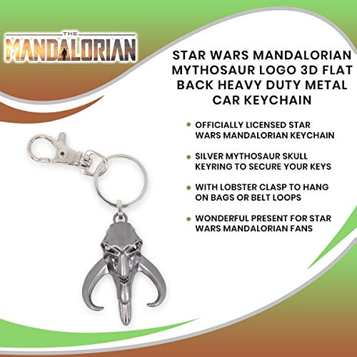 Star Wars Mandalorian Mythosaur Logo Car & Backpack Keychain Ring - Awesome & Heavy Duty 3D Flat Back Metal Key Holder Organizer - Cool Collectible Novelty Accessories For Men, Women & Millenials #TOP6