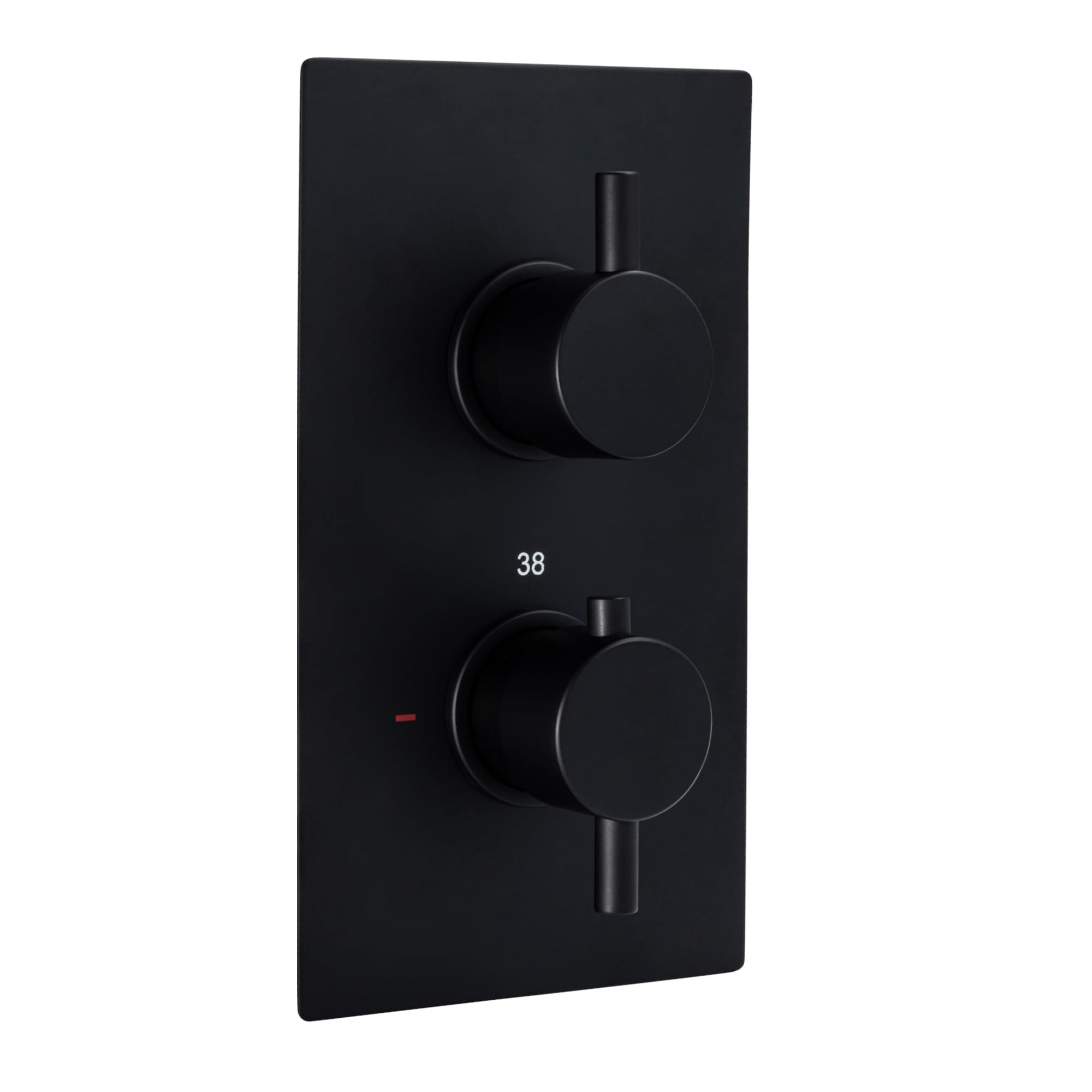 Enki Black Naples, Tsv024, Concealed Thermostatic Twin Diverter Shower Mixer Valve With Two Outlets, Round Handles, Modern Bathrooms, Constant Temperature, Matt