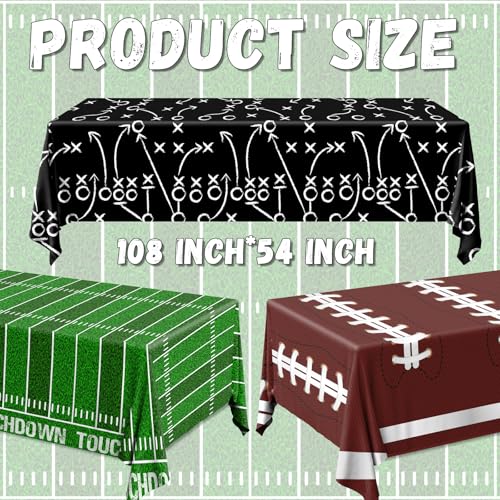 Football Party Decorations, Disposable Field Tablecloth Plastic Rectangular Touchdown Table Cover for Sports Birthday Game Day Tailgate Parties, Football Birthday Party Decorations, 3 Pack - Image 4