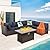 Rattaner Patio Furniture Set with 45 Inches Fire Pit 7-Piece Outdoor Sectional Patio Couch 60000 BTU Wicker Propane Fire Pit Table with No-Slip 5" Cushions and Waterproof Covers, Navy Blue