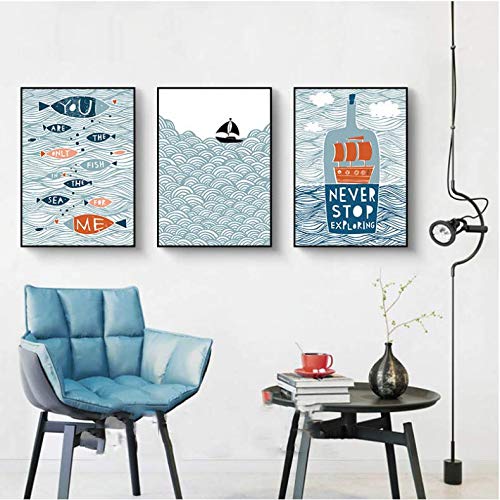 Affiche Poisson Aquarelle Toile Décoration Salon Moderne 50x70