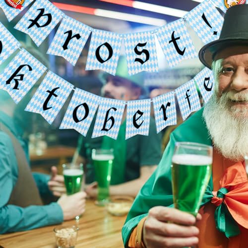 MAGICLULU 2 Sätze Oktoberfest biergartengarnitur Kostümbanner Generische Austernschälklammer verstellbare Austern Auster und Block Pole Party-Couplet-Ornament deutsches bierfestbanner Papier