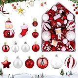 Palline Albero Natale, 72 Pezzi Baubles Decorati Addobbi Albero di Natale, Palline di Natale, Set Decorazioni Natalizie per Albero, Include Decorazioni Smerigliato, Liscio, Glitterate