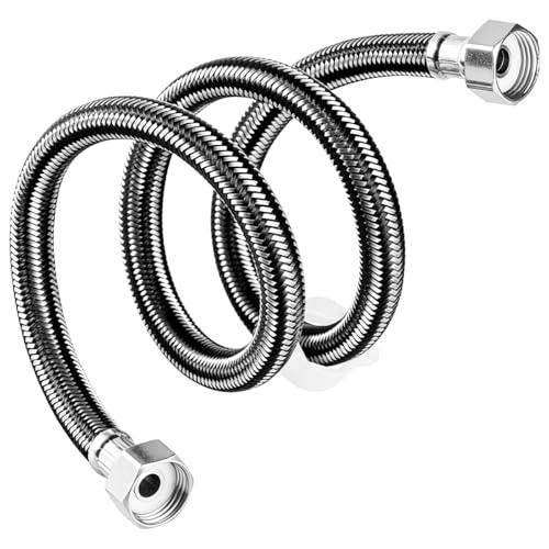 1 Piezas Manguera Trenzada de Acero Inoxidable 150cm, G1/2' x G1/2' Latiguillo de Grifo Flexible, Latiguillos de Grifería Agua Fría y Caliente, Faucet Supply Line, para Cocinas, Baños, Hogares