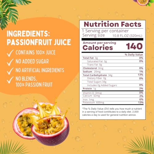 Image of Namai 100% Pure Passion Fruit Juice, No Added Sugar, 24-Pack | No Preservatives, Never From Concentrate, 1 Ingredient Only: Passion Fruit Juice