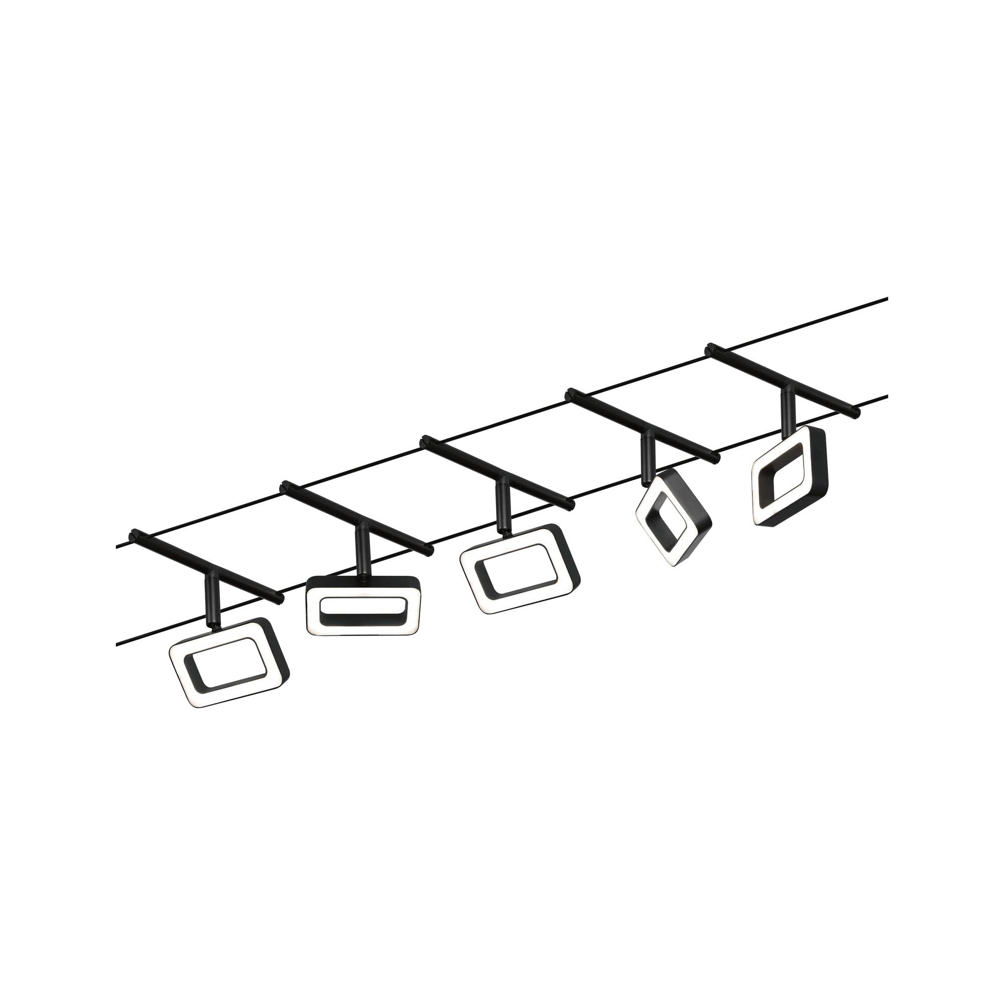 Paulmann 94485 LED Cable System Frame Base Set 5 x 400 lm incl. 5 x 4.8 W Warm White Matt Black Chrome Plastic Metal 3000 K