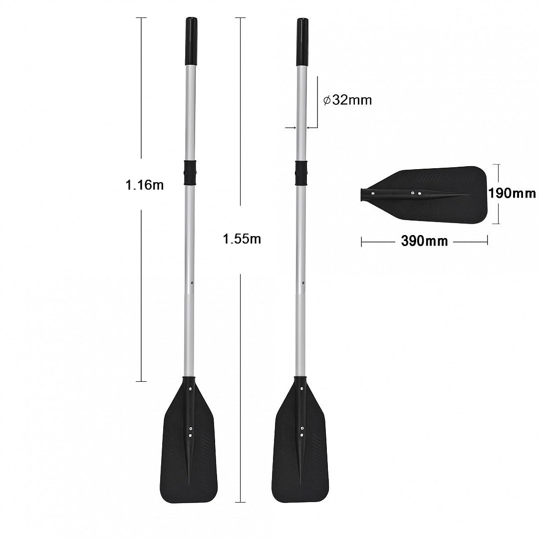 Nemaxx Aluminium-Paddel 2er-Set für 230/330/380 cm Schlauchboot - 130/155 cm Stechpaddel mit ergonomischem Griff, Profi-Paddelblatt, Anti-Twist Comfort System, Sink-Stop, für Kajak, Kanu & Ruderboot