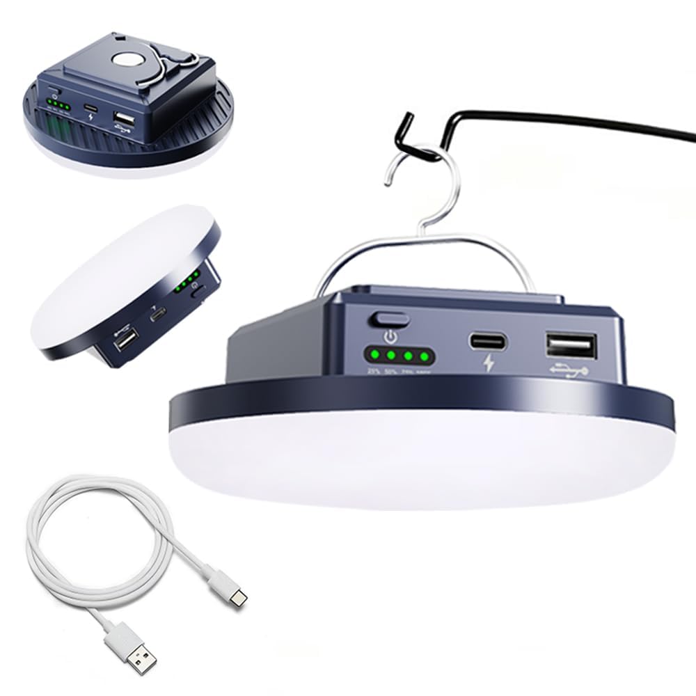 Outdoor Camping Licht, LED Wiederaufladbare Zeltlicht, Wiederaufladbare Tragbare Laterne, Geeignet für Camping, Wandern, Angeln - 12000mAh