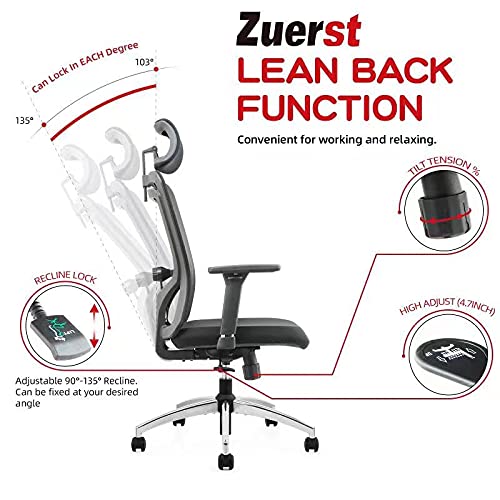 ZUERST Ergonomic Office Chair Adjustable Mesh Office Chair with