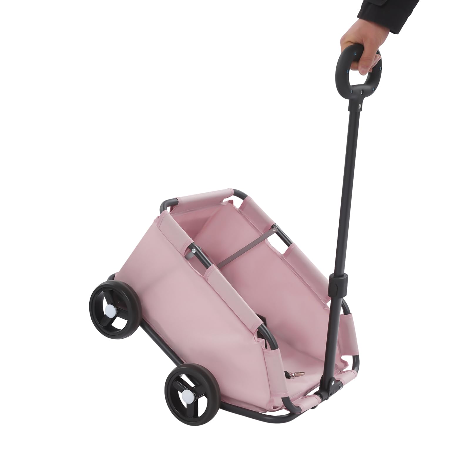 Passeggino pieghevole per cani di piccola taglia e gatti, leggero con manico telescopico, telaio stabile, fino a 7,5 kg, con cuscino interno e tasca laterale 31 × 51 × 35 cm (rosa)