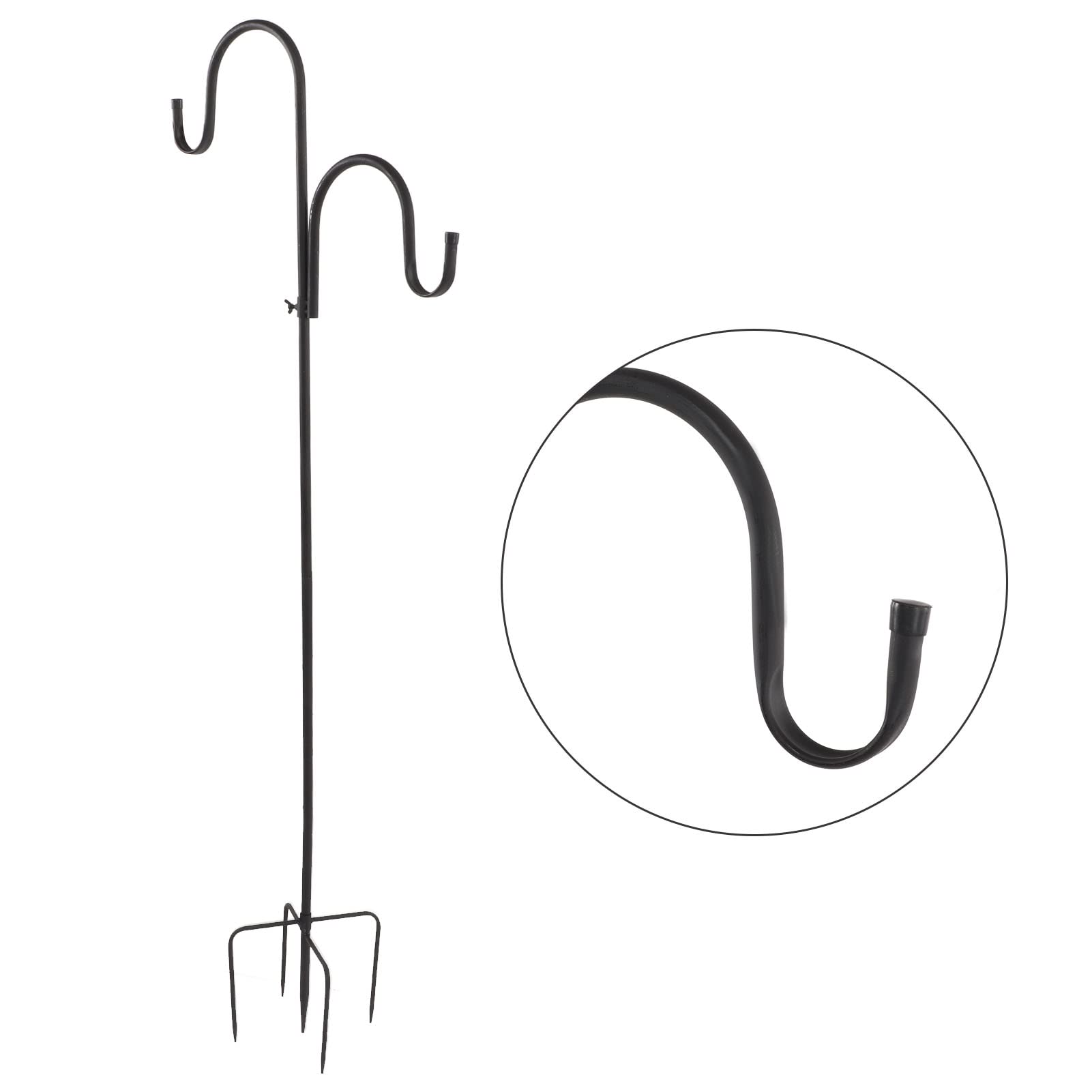 Cocoarm Gancio per Pastore Gancio per Mangiatoia per Uccelli in Ferro 63 Pollici Staccabile 2 Ganci Base a 5 Poli per Giardino Cortile Patio Piante Sospese Lanterne Mangiatoie