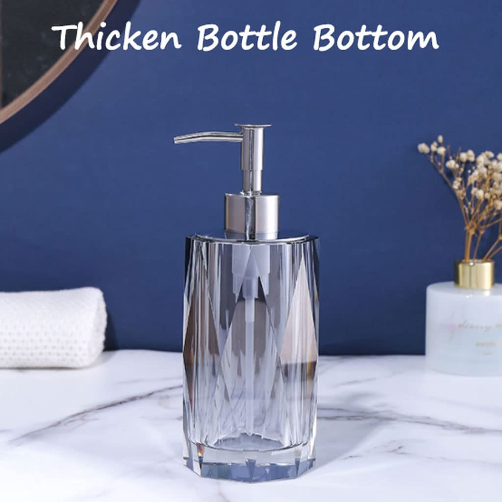 Cylindryczny dozownik mydła, przezroczysta syntetyczna pompka do mydła z kryształu ze stali nierdzewnej, dozownik do balsamu do rąk, 200 ml/6,8 uncji, bursztynowy - 2 sztuki, bursz,Amber-2 Pack