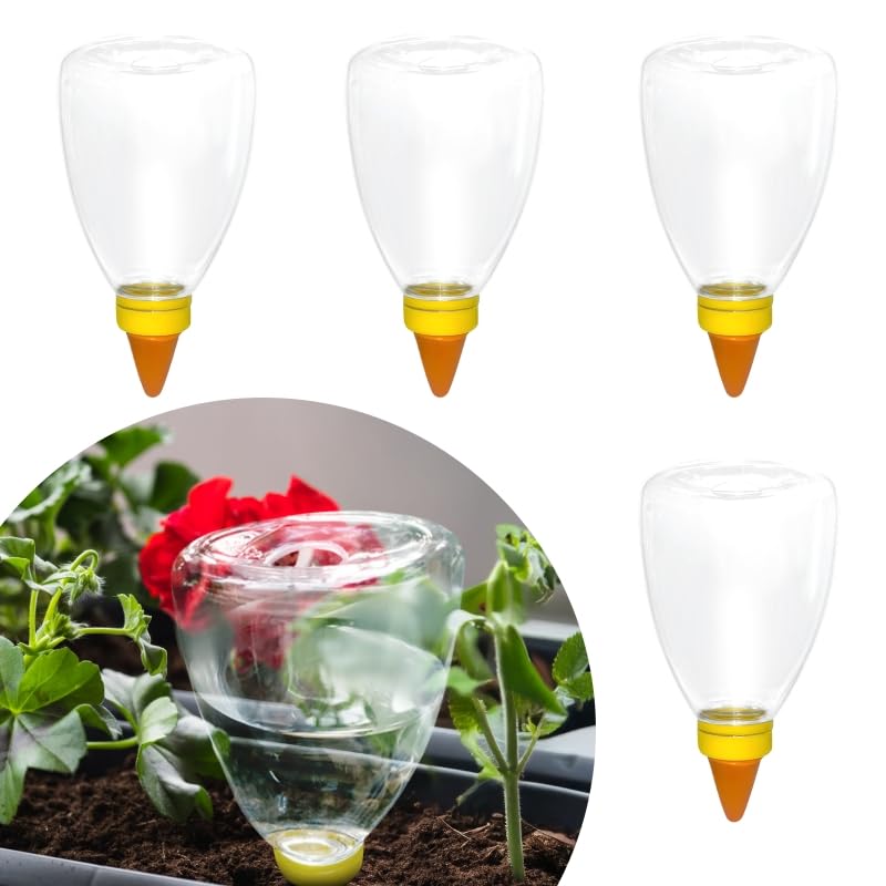 SHENGYIWA 4 Pcs 17 Oz Self-Watering Planter Insert Self-Watering Planter Globes with Slow Release Water Control for Indoor & Outdoor Plants (4, Heart Shape)