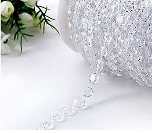 Yulakes 30 m/30,2 m Rouleau de cristal comme Perles Chaîne Guirlande Perles Rideau pour Chandelier Décoration de mariage de sapin de Noël Craft Decor 10 mm