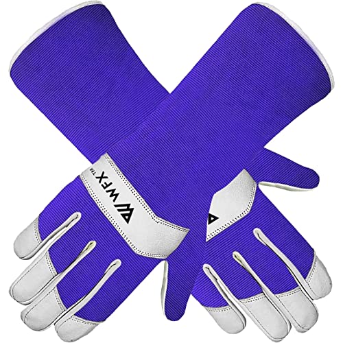 WFX Long Gardening Gloves Leather Ladies Men Women Durable Goatskin Garden Gloves Forearm Protection Thorn Proof Gardener Work Spandex Sleeves Rose Pruning Gift (Medium - Image 4