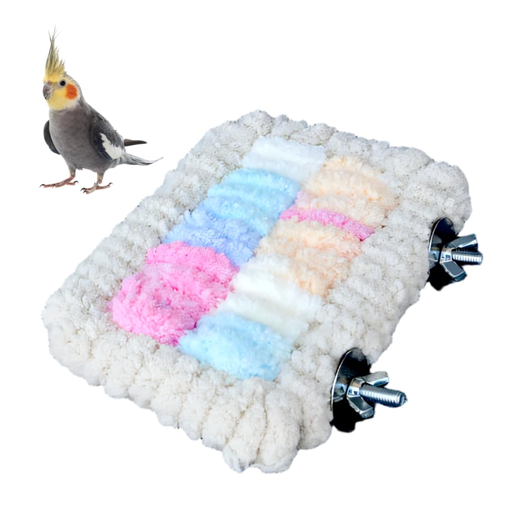Bird Cage Bed, Colorful Parrot Sleeping Nest Warm Hanging Bird Hammock Built-in 304 Stainless Steel Frame for Winter Foot Platform Birdcage Supplies