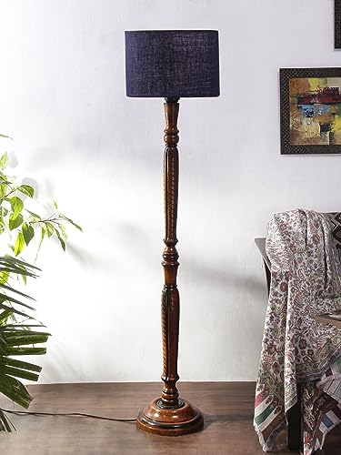 Image of Devansh Blue Jute Wooden Floor Lamp -11
