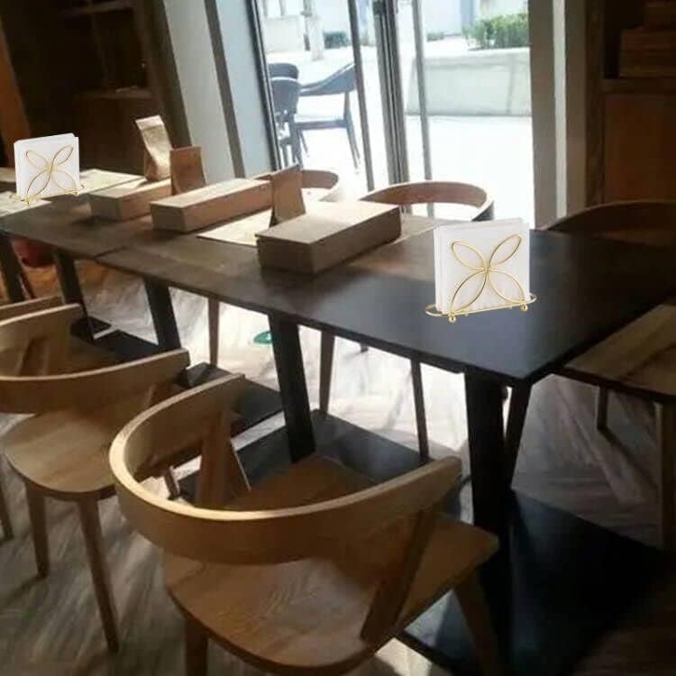 Miniatura 6 de Servilleteros para mesa, juego de 2 servilleteros dorados, dispensador de pañuelos independiente de metal con diseño de mariposa, organizador de