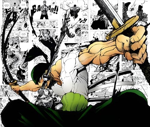 Image of Moment Prints Zoro Manga Collage Poster Set - Set of 15, 210 mm x 297 mm, 300 GSM Paper, Zoro Posters For Anime Fans (Zoro Manga 1) - Glue Dots Included, Cardstock