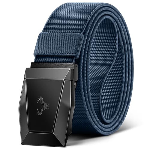 BULLIANT Tactical Belt for Men, Men Stretch Nylon Web Gift Belt 1.5"-Hiking Rigger Military Work-Quick Release(Purplish Blue,46"-50" Waist Adjustable)
