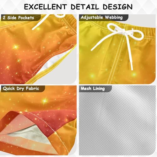Pigsaly Boys Swim Trunks Bright Orange Golden Yellow Gradient Flashing Glitter Boys Board Shorts Swimsuit Swimwear 3T3
