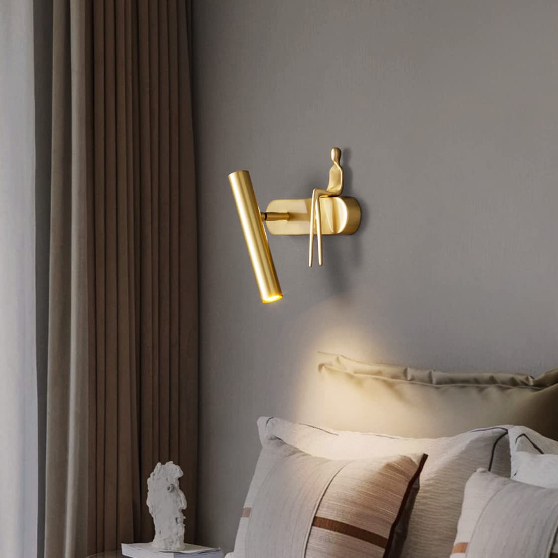 Liseuse Lampe Murale Laiton Doré LED Orientable Applique Murale Interieur Blanc Chaud Blanc Froid Blanc Neutre Moderne Design Lampe de Mur pour Chambre 3W (gold)