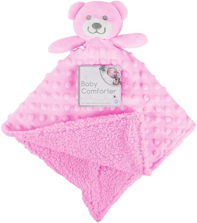 Baby Comforter Blanket DoubleSided Mink Sherpa Fleece Pink, 30cm x
