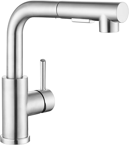 Miniatura 8 de APPASO Grifo de fregadero de barra, grifo de cocina de acero inoxidable con rociador extraíble, moderno grifo de arco alto de una sola manija, grifo