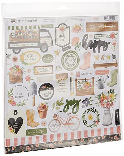 Carta Bella Paper CBSM80016 Company Spring Market Collection Kit Blue, Pink, Green, Brown, 12-x-12-Inch