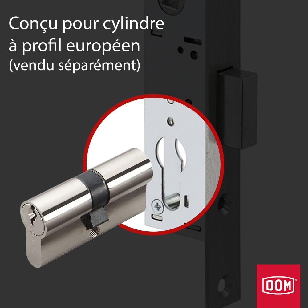 METALUX série 7/28 - Serrure à encastrer 1 point pêne dormant et 1/2 tour Réversible Sans Gâche Têtière Inox Coffre 28mm x 180mm Main droite pour porte PVC ou pour porte metallique